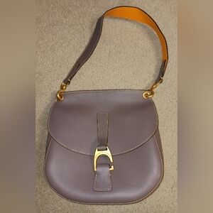 Dooney & Bourke Elegant Taupe Shoulder Bag with Gold Accents